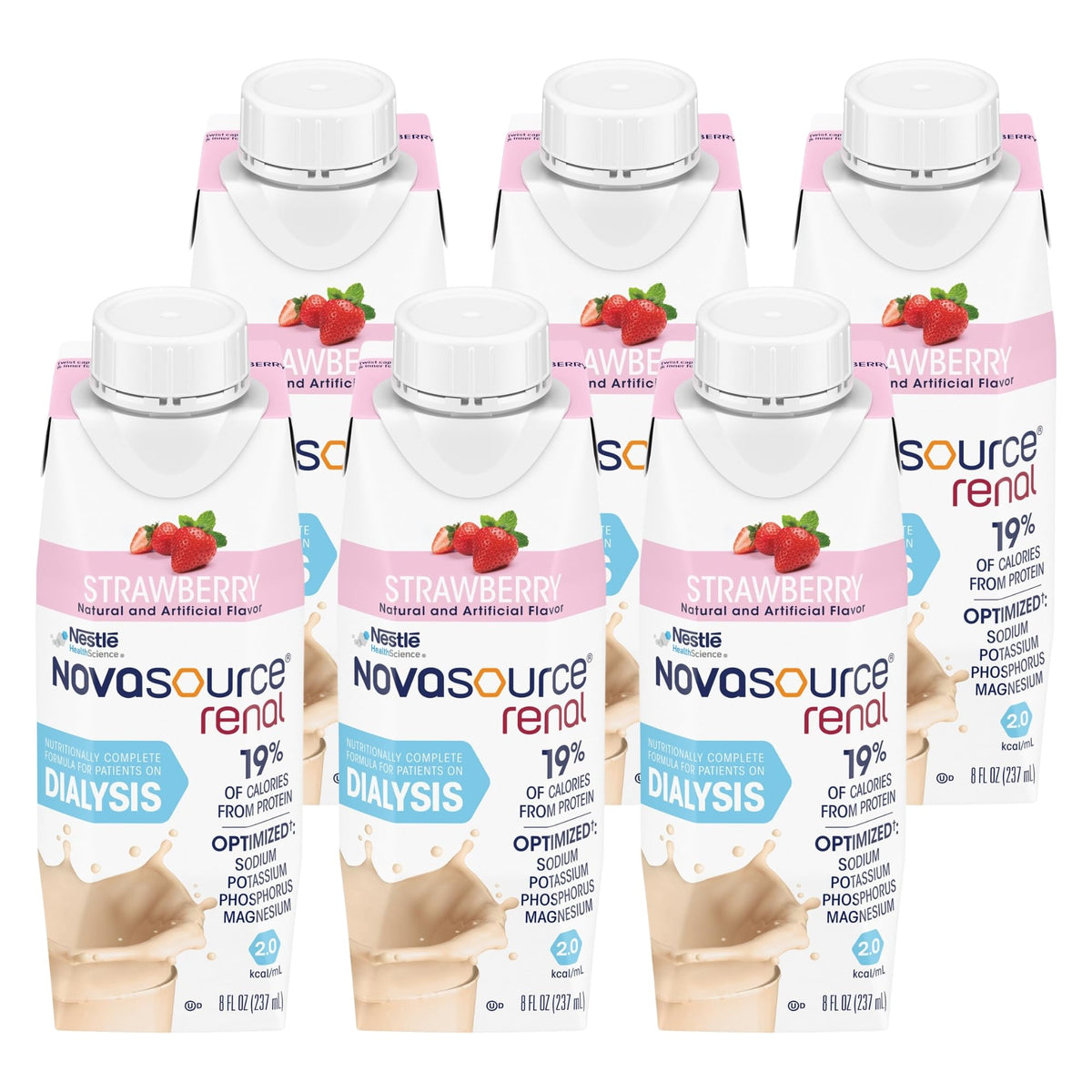 NOVASOURCE Renal Vanilla Dialysis Protein Shakes, 8 Fl Oz, 24pk