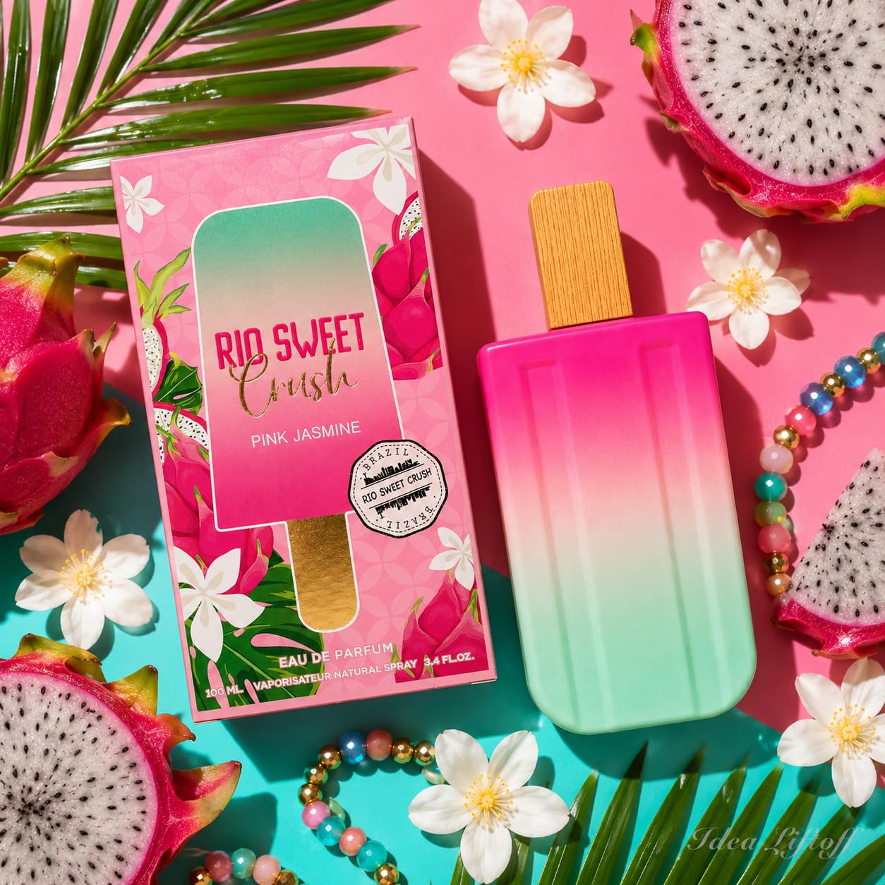 Rio Sweet Crush Pink Eau de Parfum for Women, Sweet Pink Fruity Gourmand Raspberry Strawberry Pear Peony Jasmine Vanilla Tonka Musk Spray Fragrance, 3.4 Fl Oz / 100 ml