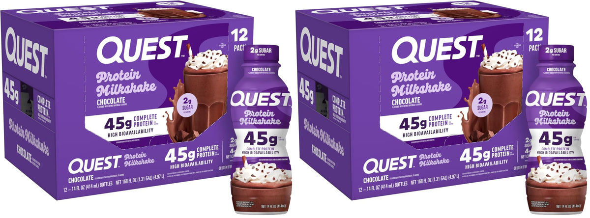 Quest Nutrition Strawberry Protein Shake, 45g Protein, 2g Sugar, 4g Net Carbs, Ready to Drink, Gluten Free, 12 Count