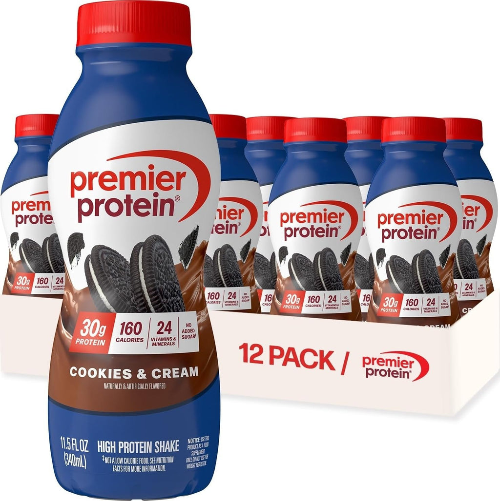 Premier Protein 30g High Protein Shake, Chocolate, 12 Pack Bottles, Vegetarian