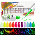 RARJSM Painted Gel Nail Polish Set, Line Art Gel 12 Colors Neon Pink Yellow Green Glitter Silver Gold Nail Art Painting Manicure Tools DIY Drawing NailGel for Line U V L E D Required