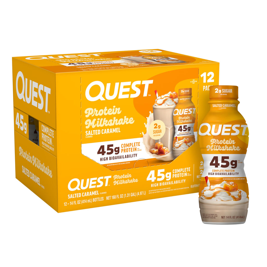 Quest Nutrition Strawberry Protein Shake, 45g Protein, 2g Sugar, 4g Net Carbs, Ready to Drink, Gluten Free, 12 Count
