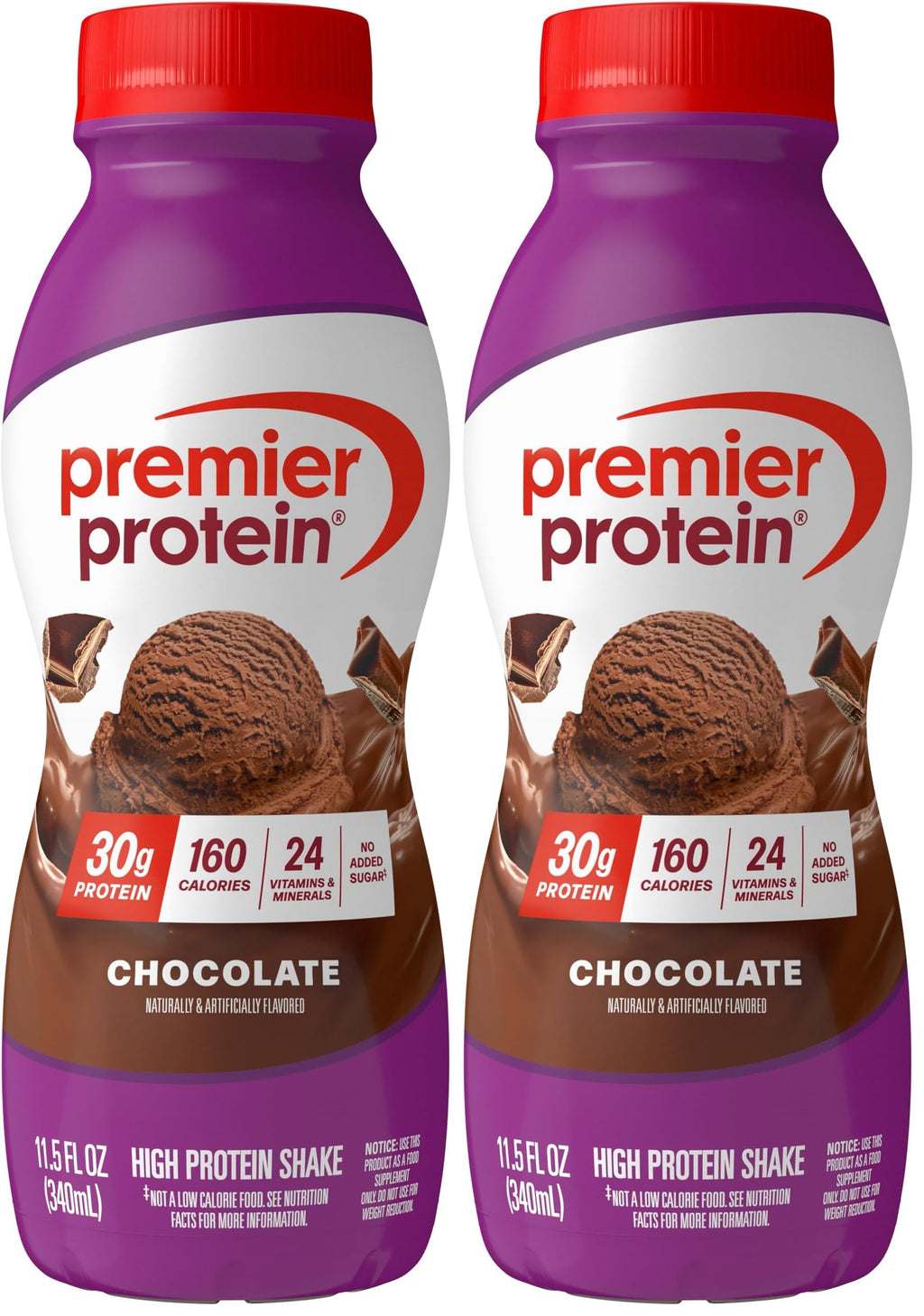 Premier Protein 30g High Protein Shake, Chocolate, 12 Pack Bottles, Vegetarian